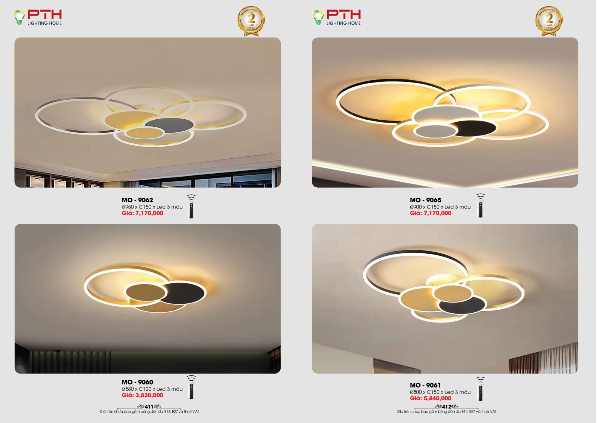 Bảng giá đèn trang trí PTH Lighting Home 2026